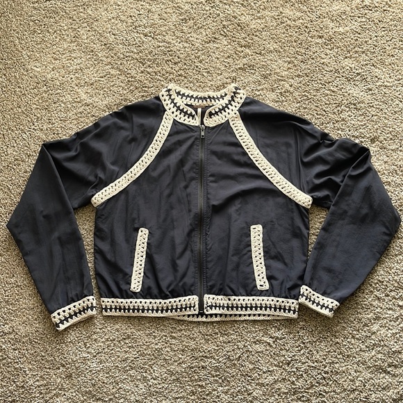 Free People Crochet Bomber Jacket - Picture 2 of 5